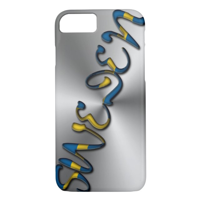 Sweden Swedish Flag Colour Typography Silver Grey Case-Mate iPhone Case (Back)