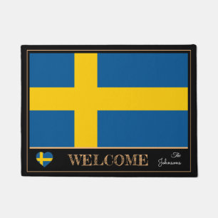 Sweden & Swedish Flag house mats/sports Welcome Doormat