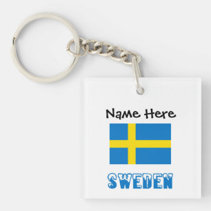 Sweden Swedish Flag Personalized  Keychain