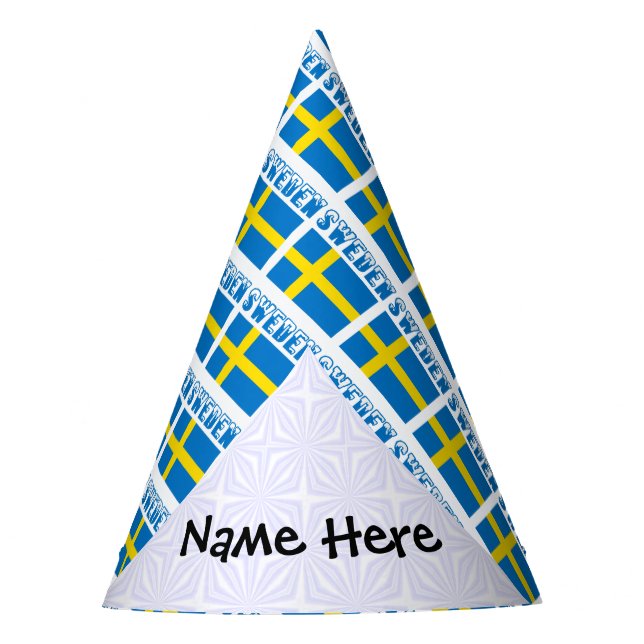 Sweden Swedish Flag Tiled Personalized  Party Hat (Front)