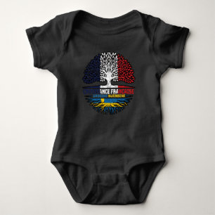 Sweden Swedish French France Tree Roots Flag Baby Bodysuit