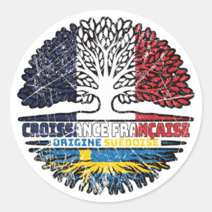 Sweden Swedish French France Tree Roots Flag Classic Round Sticker