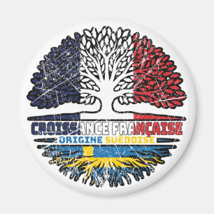 Sweden Swedish French France Tree Roots Flag Magnet