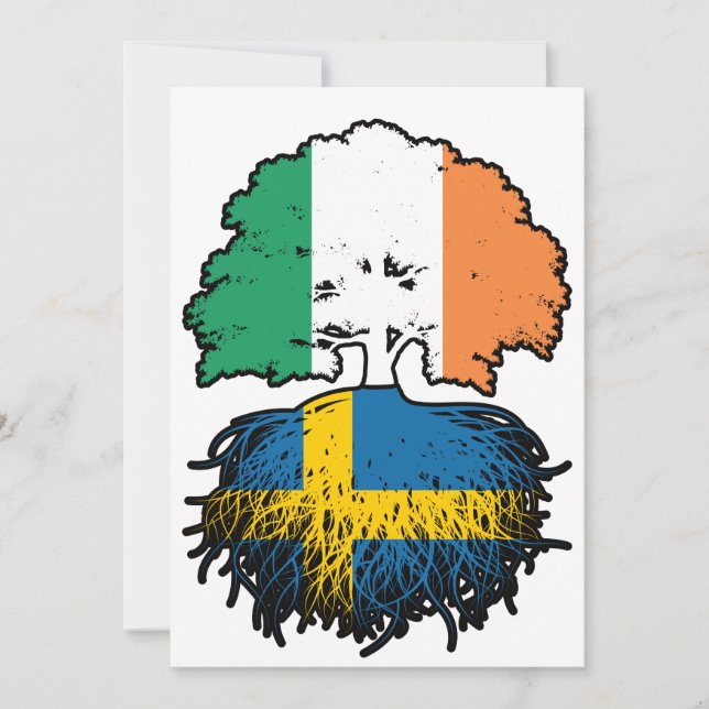 Sweden Swedish Irish Ireland Tree Roots Flag Invitation (Front)