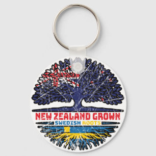 Sweden Swedish New Zealander New Zealand Tree Root Keychain