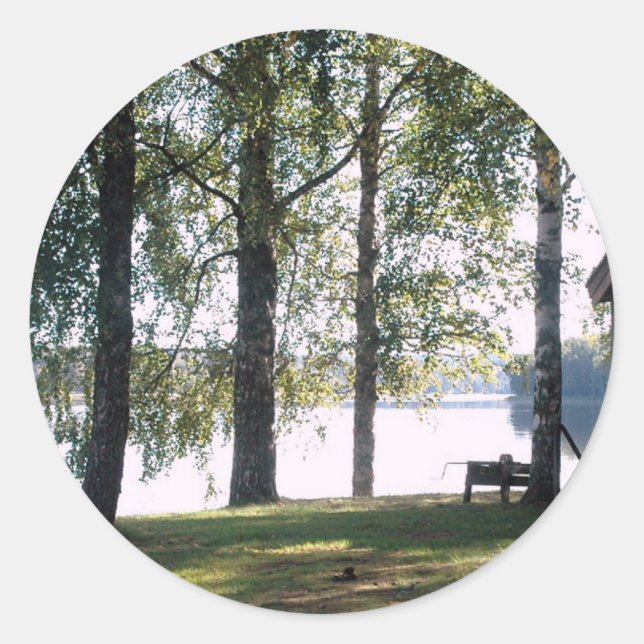 Sweden: Swedish Summer landscape Classic Round Sticker (Front)