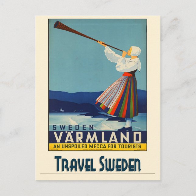 Sweden Swedish Vintage Travel Poster Postcard (Front)