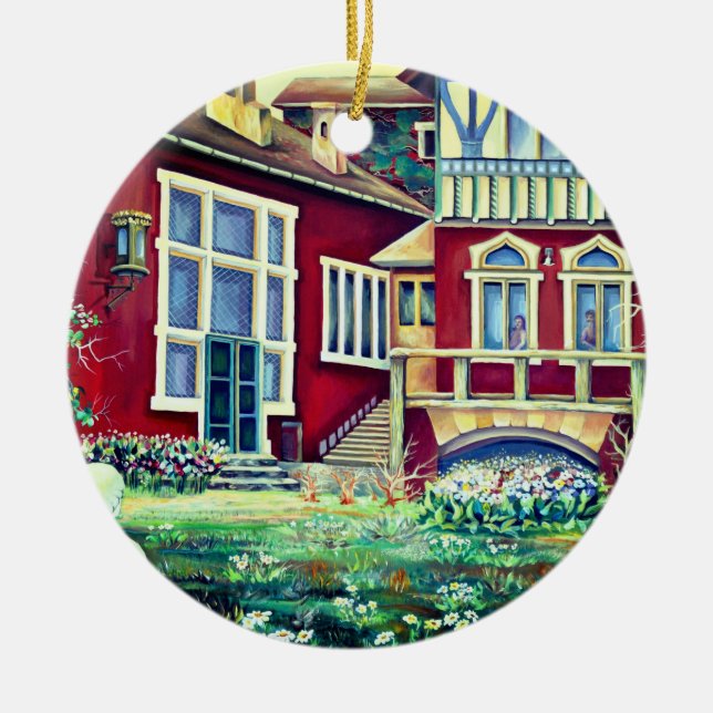 Sweden, Traditional Landscape Ceramic Ornament (Front)