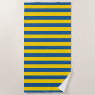 Sweden Ukraine flag stripes lines pattern blue yel Beach Towel