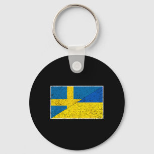 Sweden Ukraine Flag Swedish Ukrainian Nationality Keychain