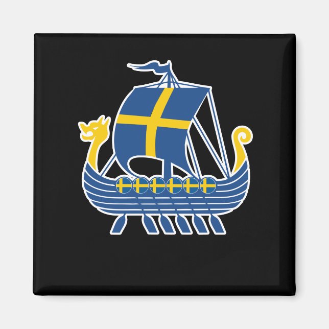 Sweden Viking Ship Gift Valhalla Swedish Viking Magnet (Front)