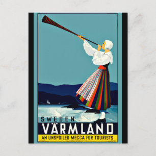 Sweden, vintage travel poster postcard