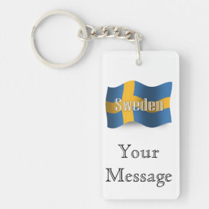 Sweden Waving Flag Keychain