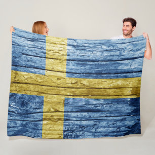 Sweden wood flag fleece blanket