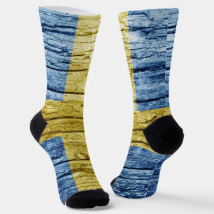 Sweden wood flag socks
