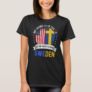Swedish American Patriot Heart is from Sweden Flag T-Shirt