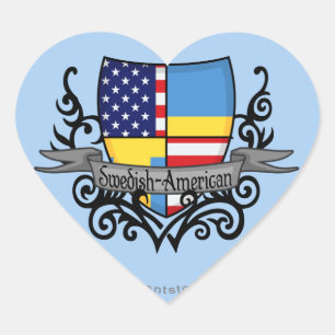 Swedish-American Shield Flag Heart Sticker