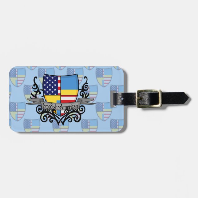 Swedish-American Shield Flag Luggage Tag (Front Horizontal)