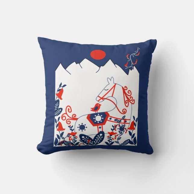 Swedish And Finish Folk Art Gifts Latte Mug Throw Pillow (Front)