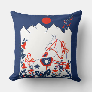 Swedish And Finish Folk Art Gifts Throw Pillow
