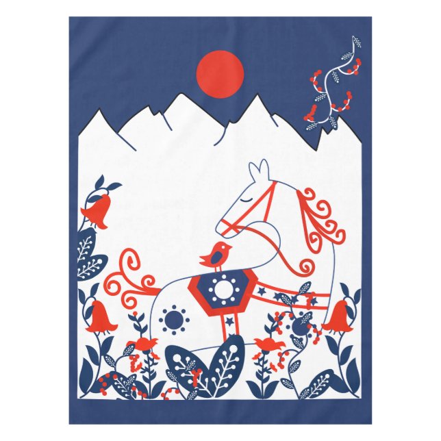 Swedish And Finish Folk Art Tablecloth (Front)