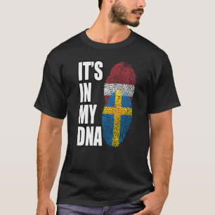 Swedish And Latvian Mix DNA Heritage Flag Premium T-Shirt
