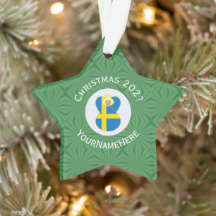 Swedish Angel Christmas Flag Personalized  Ornament