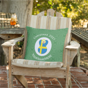 Swedish Angel Christmas Flag Personalized  Outdoor Pillow