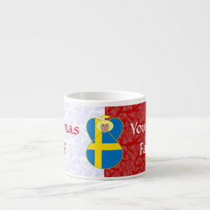 Swedish Angel Flag on Red and White Personalized  Espresso Cup