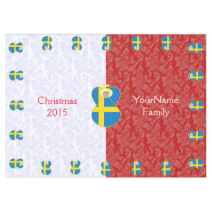 Swedish Angel Flag on Red and White Personalized  Tablecloth