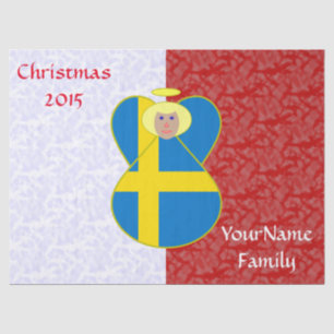 Swedish Angel Flag on Red and White Personalized Tissue Paper