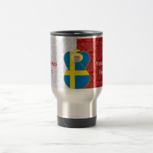 Swedish Angel Flag on Red and White Personalized  Travel Mug
