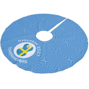 Swedish Angel Hanukkah Flag Personalized Brushed Polyester Tree Skirt