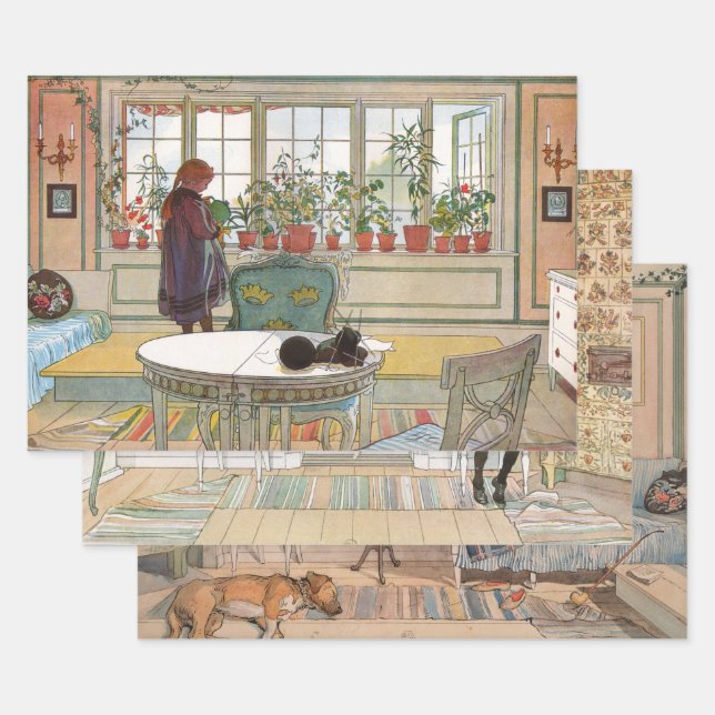 Swedish Art Selection of Carl Larsson Wrapping Paper Sheet (Set)