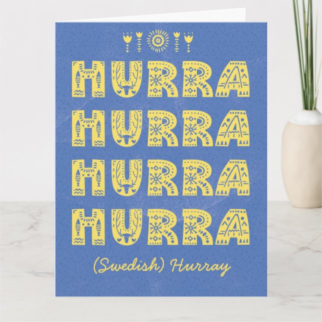 Swedish Birthday Card with Swedish Text Hurra (Front)