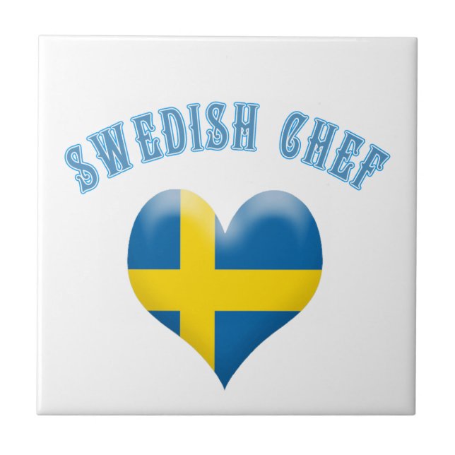 Swedish Chef Heart Shaped Flag of Sweden Tile (Front)