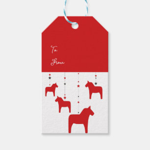 Swedish Christmas Dala Horse Personalized Gift Tags