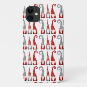 Swedish Christmas Gnomes Red White Gray Pattern iPhone 11 Case