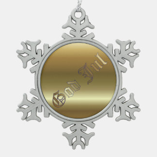Swedish Christmas Golden Snowflake Pewter Ornament
