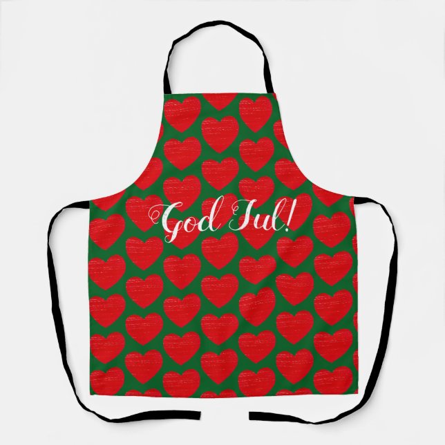Swedish Christmas Red Heart Personalized Apron (Front)