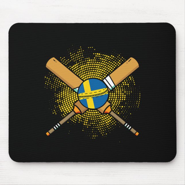 Swedish Cricket Racket And Ll Flag Of Sweden  Mouse Pad (Front)