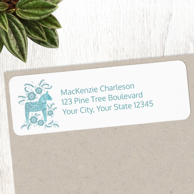 Swedish Dala Horse Adresse de retour (Swedish Dala Horse return address label sticker)