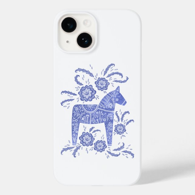 Swedish Dala Horse Blue Case-Mate iPhone Case (Back)