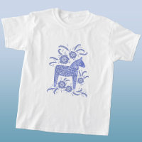 Swedish Dala Horse Blue Viking T-Shirt