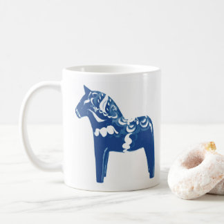Swedish Dala Horse Blue White  Coffee Mug