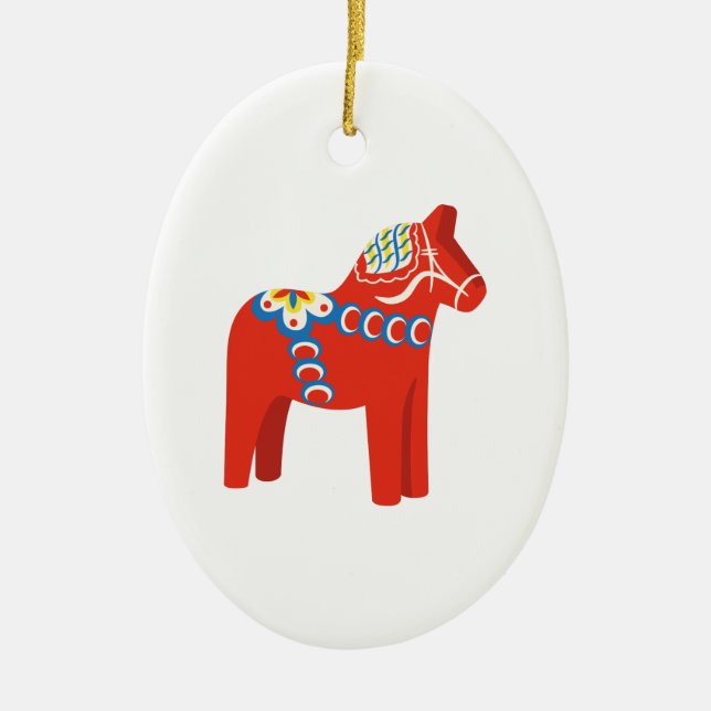 Swedish Dala Horse Ceramic Ornament (Front)