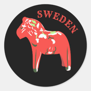 Swedish Dala Horse Classic Round Sticker