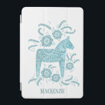 Swedish Dala Horse Custom Name Teal iPad Mini Cover<br><div class="desc">A traditional Dala Horse from Sweden.
Remove or change the name to customize.</div>