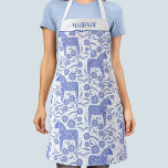 Swedish Dala Horse Folk Art Blue Custom Name Apron<br><div class="desc">A pretty traditional Swedish Dala Horse pattern in indigo blue and white.
Change or remove the name to customize.</div>