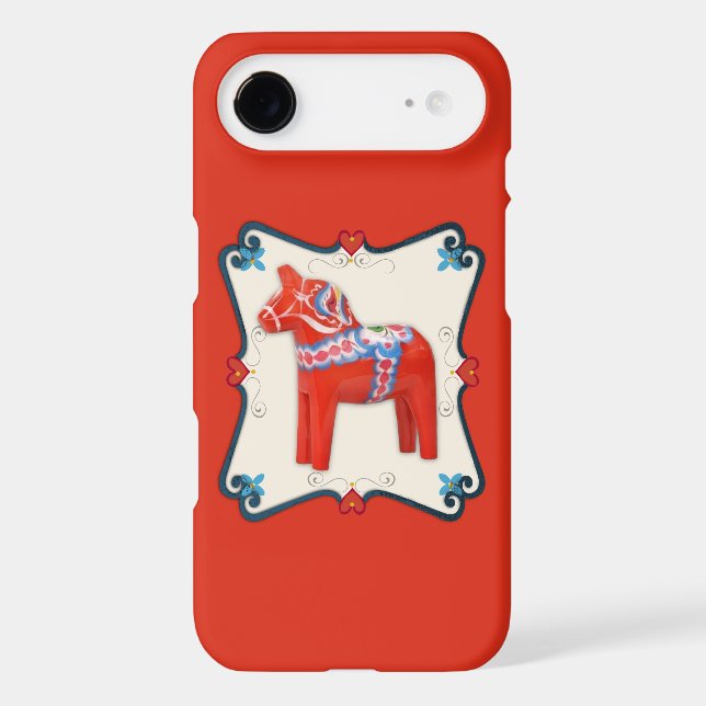 Swedish Dala Horse Folk Art Framed Case-Mate iPhone Case (Back)